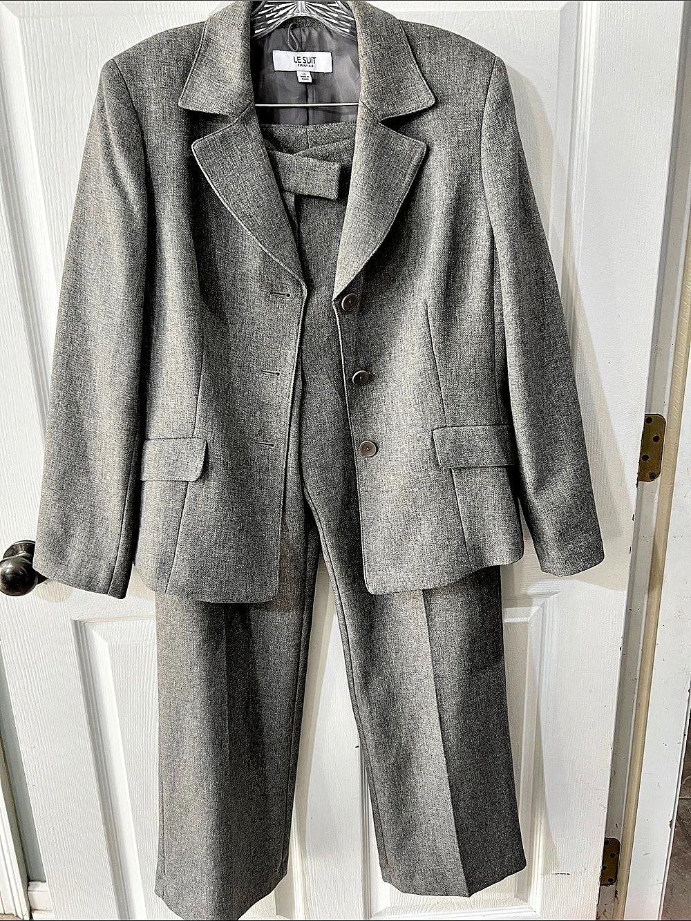 LE SUIT Essentials 2-Piece Pant Suit Gray Size 12